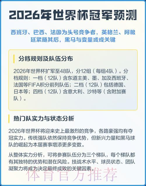 2026年世界杯赛事预测深度解析 2026年世界杯赛事预测深度解析